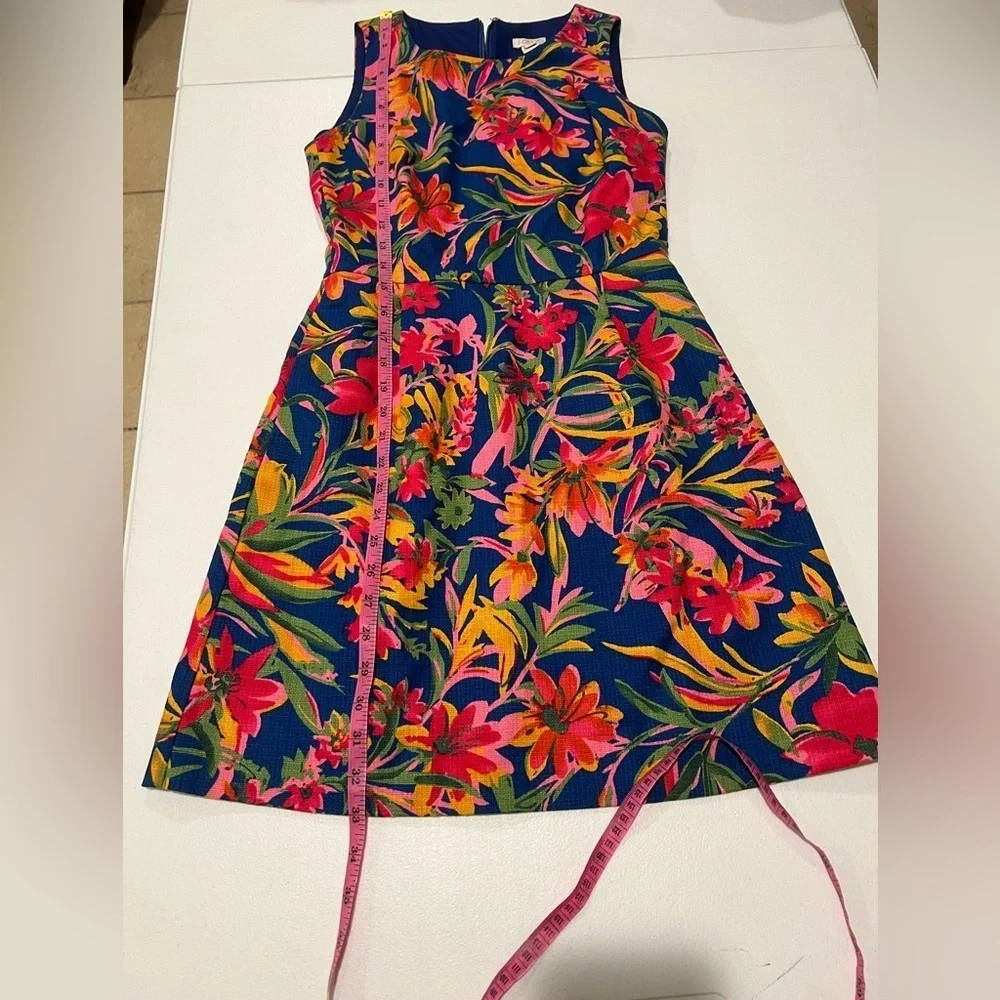 J Crew Tropical Floral Print 100% Cotton Dress Women's Size 0 petite